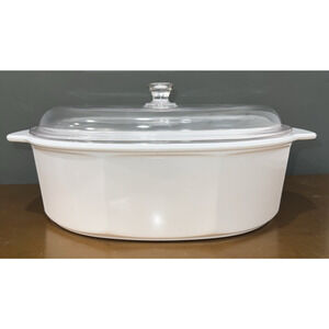 NIB PRINCESS HOUSE WHITE NOUVEAU 3 1/2 QT OVAL CASSEROLE PAN W/ LID FRANCE